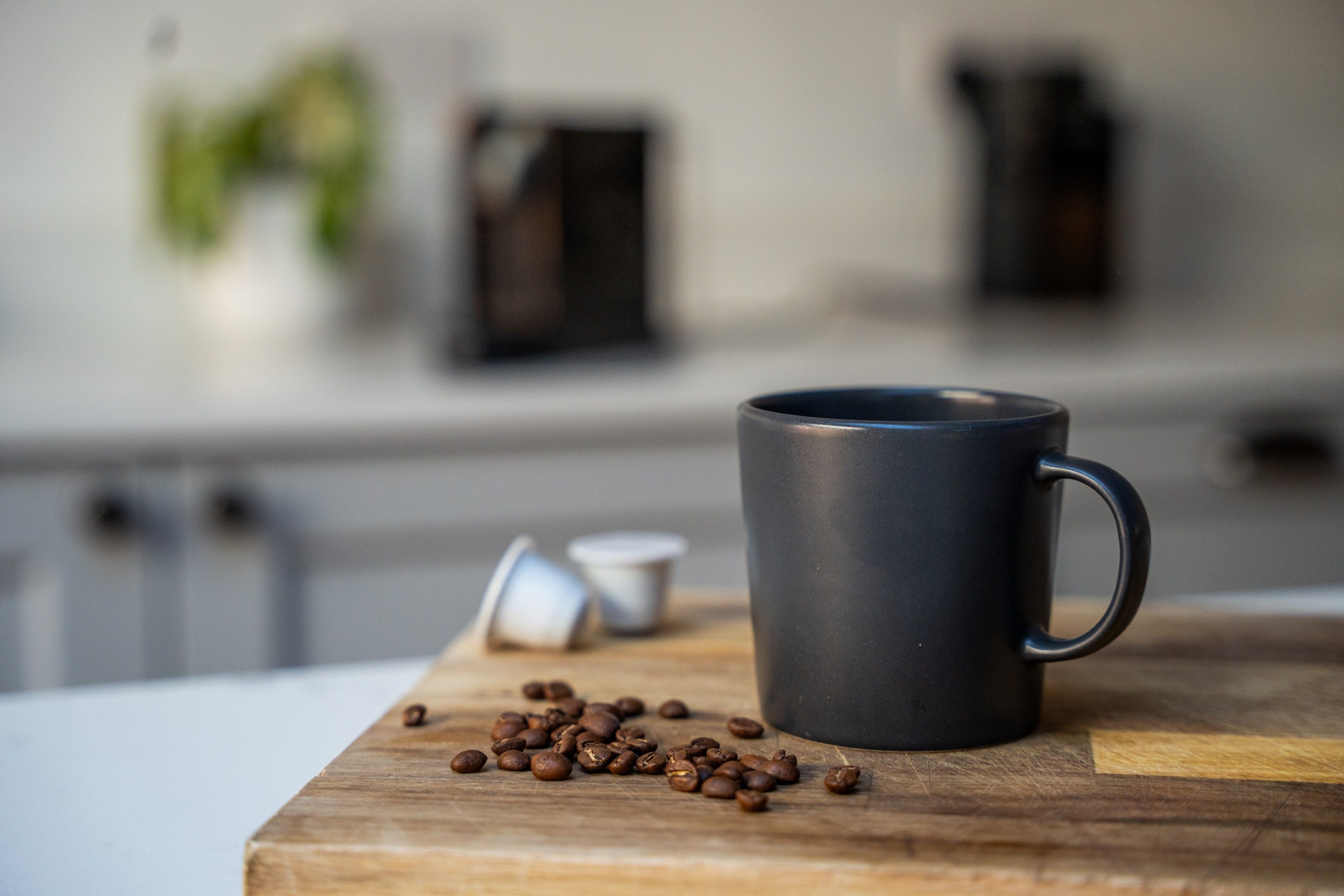 Mug with coffee beans